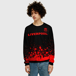 Свитшот мужской Liverpool - red gradient посередине, цвет: 3D-черный — фото 2