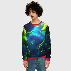 Свитшот мужской Зеленые брызги, цвет: 3D-красный — фото 2