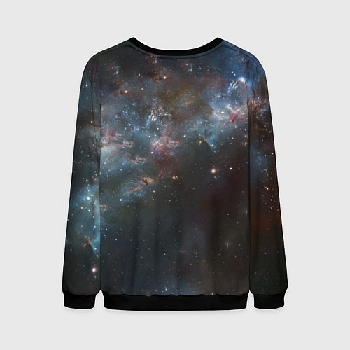 Мужской свитшот Череп - космос / 3D-Черный – фото 2
