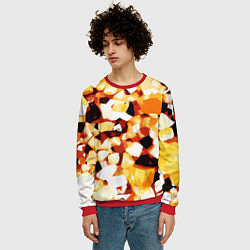 Свитшот мужской Жёлто-белая абстракция на чёрном фоне, цвет: 3D-красный — фото 2