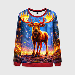 Свитшот мужской Лосенок в лесу, цвет: 3D-красный