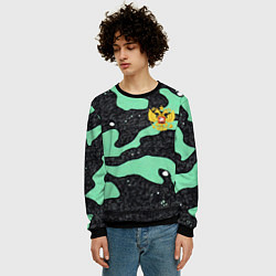 Свитшот мужской Текстурный черно-зеленый камуфляж, цвет: 3D-черный — фото 2
