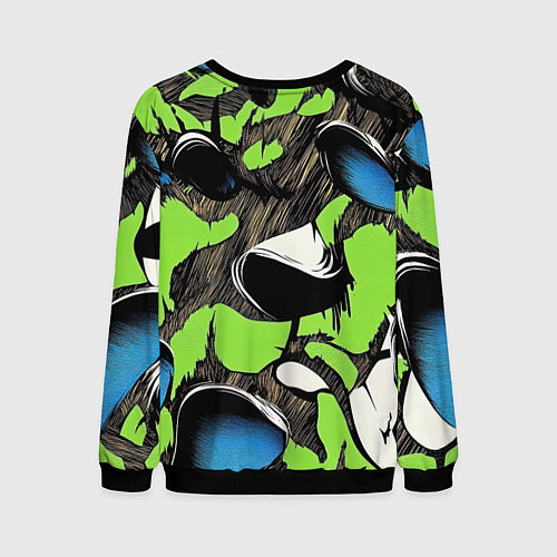 Мужской свитшот Объемный камуфляж из слоев / 3D-Черный – фото 2