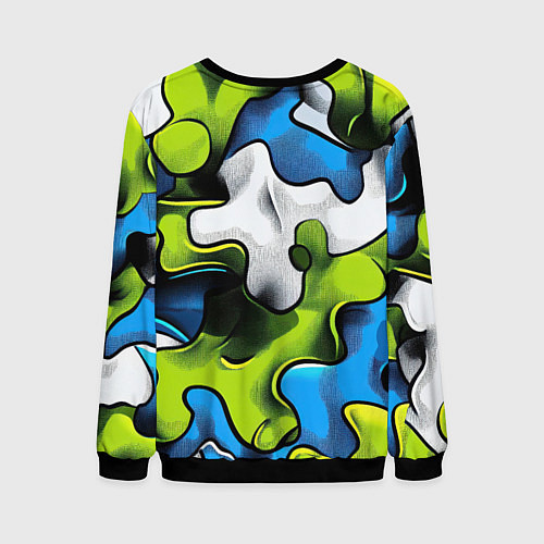 Мужской свитшот Камуфляж в стиле графитти / 3D-Черный – фото 2