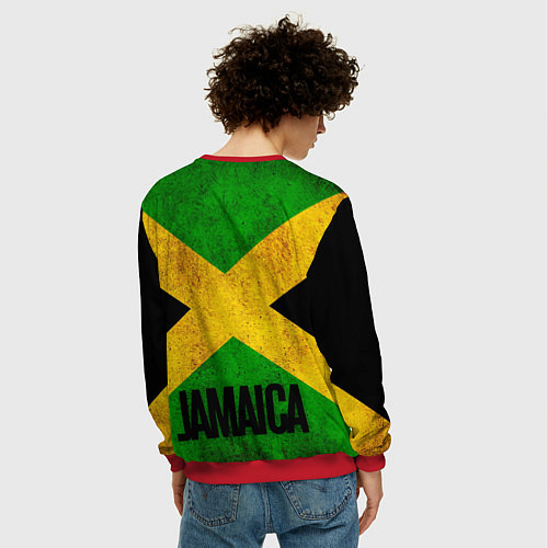 Мужской свитшот Jamaica lion flag / 3D-Красный – фото 4