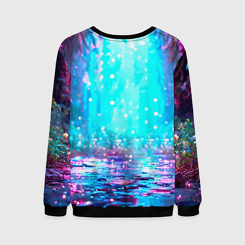 Мужской свитшот Зайчик в сказочном лесу / 3D-Черный – фото 2