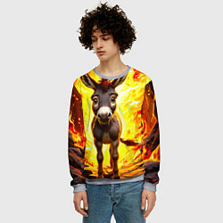 Свитшот мужской Ослик в огне, цвет: 3D-меланж — фото 2