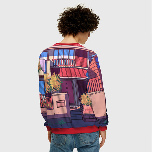 Мужской свитшот Lo-fi японский стиль улица / 3D-Красный – фото 4