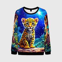 Свитшот мужской Ягуар в звездную ночь, цвет: 3D-черный