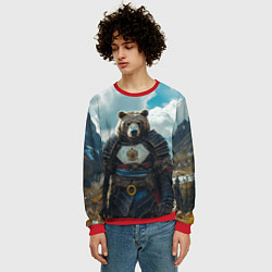 Свитшот мужской Воин русский медведь, цвет: 3D-красный — фото 2