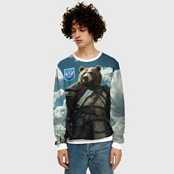 Свитшот мужской Бурый русский медведь, цвет: 3D-белый — фото 2