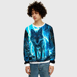 Свитшот мужской Волк в разрядах молнии, цвет: 3D-белый — фото 2