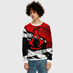 Свитшот мужской Assassins creed: shadows - красная абстракция, цвет: 3D-белый — фото 2