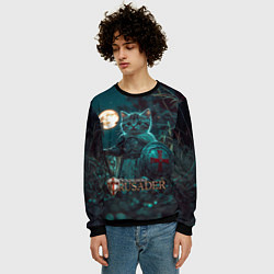 Свитшот мужской Stronghold Crusader котенок рыцарь, цвет: 3D-черный — фото 2