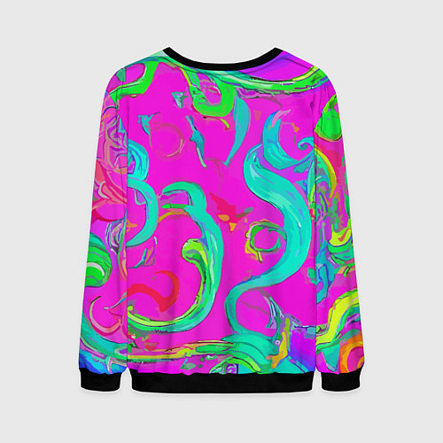 Мужской свитшот Abstract floral pattern - aloha / 3D-Черный – фото 2