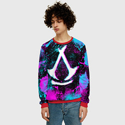 Свитшот мужской Assassins creed shadows - neon color, цвет: 3D-красный — фото 2
