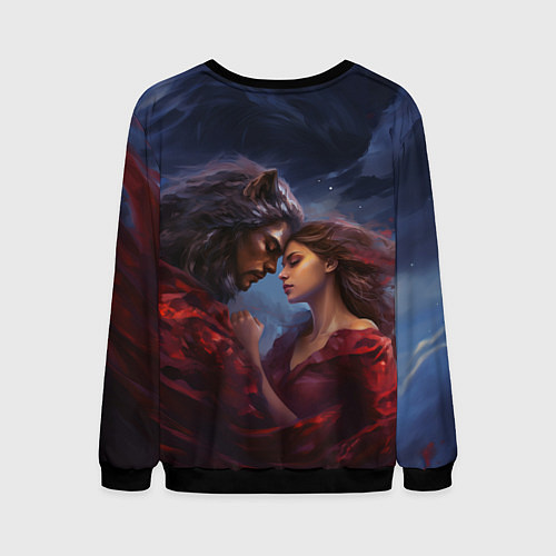 Мужской свитшот Девушка и оборотень / 3D-Черный – фото 2