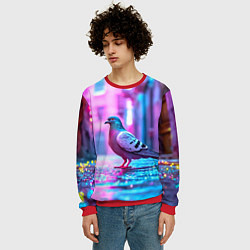 Свитшот мужской Голубь в ярком городе, цвет: 3D-красный — фото 2