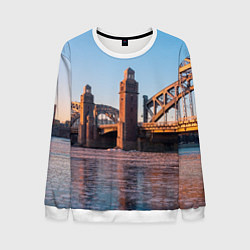 Свитшот мужской Большеохтинский мост в Санкт-Петербурге, цвет: 3D-белый