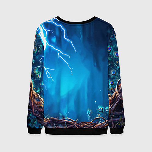 Мужской свитшот Павлин и молния / 3D-Черный – фото 2