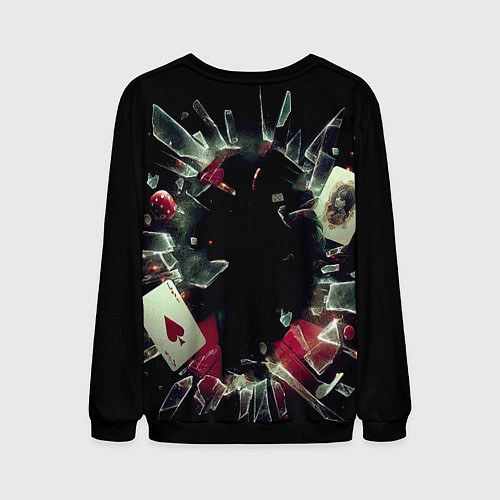Мужской свитшот Джокер - разбитое стекло / 3D-Черный – фото 2
