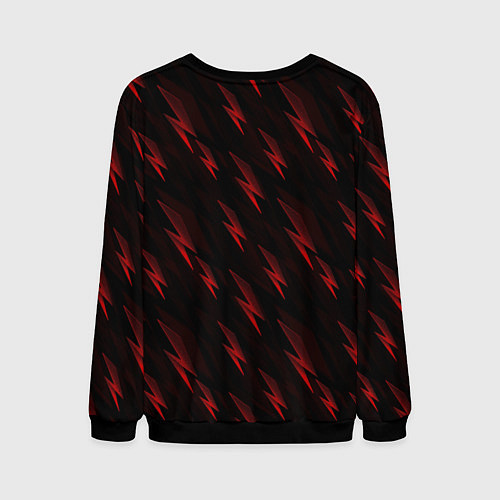 Мужской свитшот Герб Москвы и красные молнии / 3D-Черный – фото 2