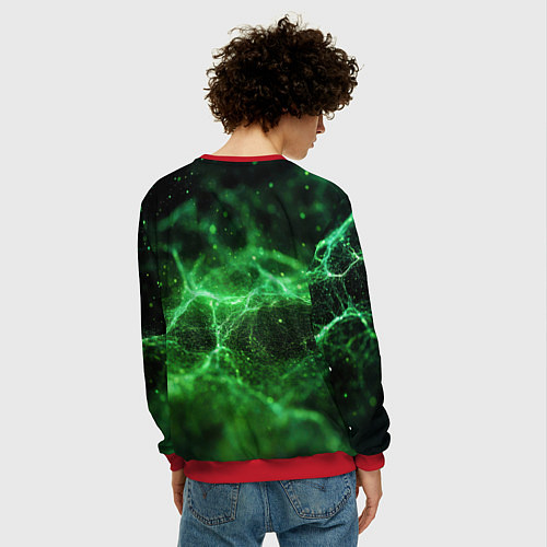 Мужской свитшот Зеленая связь текстура / 3D-Красный – фото 4