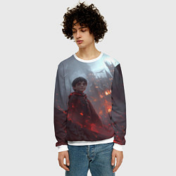 Свитшот мужской Гарри Поттер горящий замок, цвет: 3D-белый — фото 2