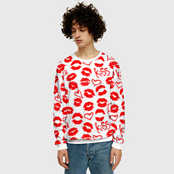 Свитшот мужской Губы и сердца, цвет: 3D-белый — фото 2