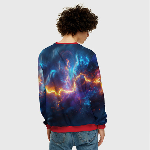 Мужской свитшот Космическая молния текстура / 3D-Красный – фото 4
