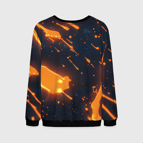 Мужской свитшот Оранжевая краска в движении / 3D-Черный – фото 2