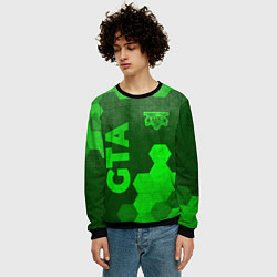 Свитшот мужской GTA - green gradient вертикально, цвет: 3D-черный — фото 2