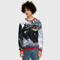 Свитшот мужской Бэтмен на мотоцикле, цвет: 3D-красный — фото 2