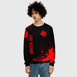 Свитшот мужской Green Day - red gradient вертикально, цвет: 3D-черный — фото 2