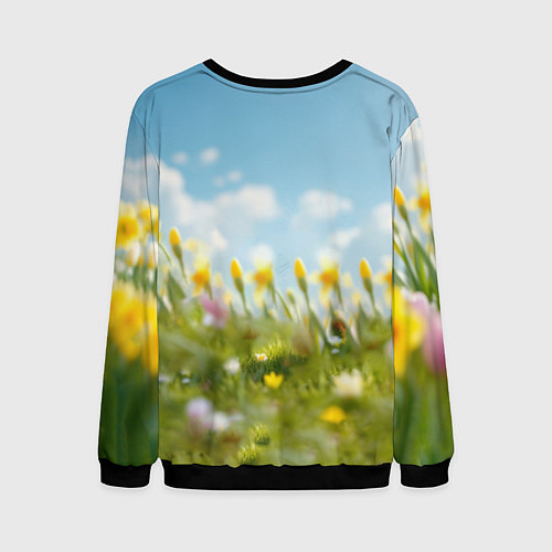 Мужской свитшот Кролик и цыпленок встречают Пасху / 3D-Черный – фото 2