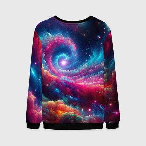Мужской свитшот Неоновая галактическая спираль - нейроарт / 3D-Черный – фото 2