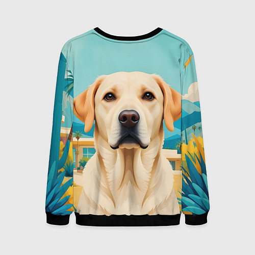 Мужской свитшот Лето и лабрадор / 3D-Черный – фото 2