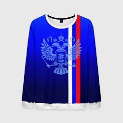 Свитшот мужской Герб России и флаг полосой, цвет: 3D-белый