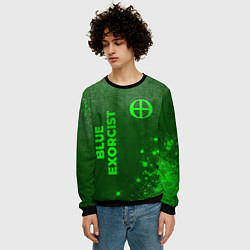 Свитшот мужской Blue Exorcist - green gradient вертикально, цвет: 3D-черный — фото 2