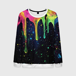 Свитшот мужской Разноцветные потеки краски, цвет: 3D-белый