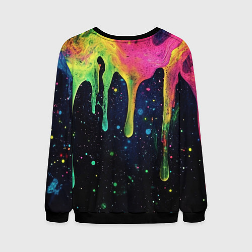 Мужской свитшот Разноцветные потеки краски / 3D-Черный – фото 2