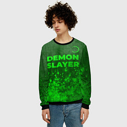 Свитшот мужской Demon Slayer - green gradient посередине, цвет: 3D-черный — фото 2