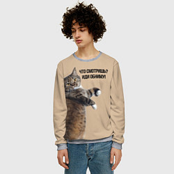 Свитшот мужской Что смотришь иди обниму кот Марс, цвет: 3D-меланж — фото 2