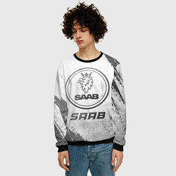Свитшот мужской Saab - white gradient, цвет: 3D-черный — фото 2