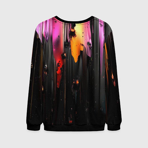 Мужской свитшот Разноцветная рельефная краска текстура / 3D-Черный – фото 2