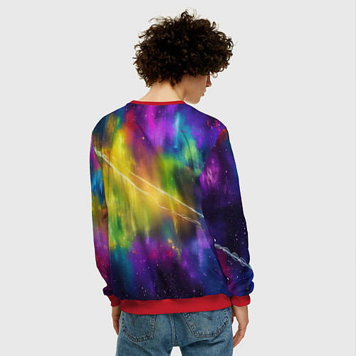 Мужской свитшот Человек - паук радужные краски / 3D-Красный – фото 4