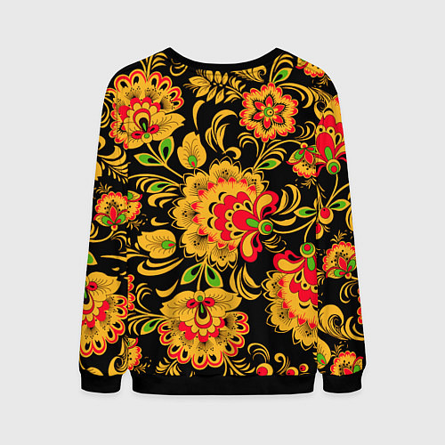 Мужской свитшот Хохлома - роспись / 3D-Черный – фото 2