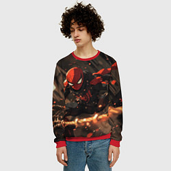 Свитшот мужской Человек паук скользит, цвет: 3D-красный — фото 2