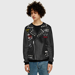 Свитшот мужской Косуха рокерская с нашивками Nirvana, цвет: 3D-черный — фото 2