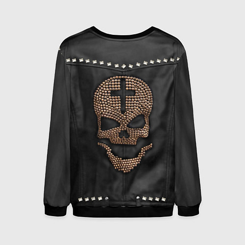 Мужской свитшот Косуха с черепом / 3D-Черный – фото 2